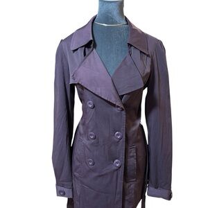 Vertigo Paris Women's Deep Plum Double-Breasted Trench Coat
